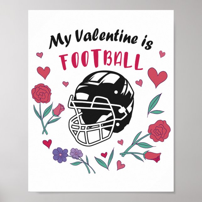 My Valentine is Football Business Card Poster (Front)