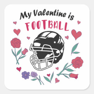 My Valentine is Football Business Card Square Sticker