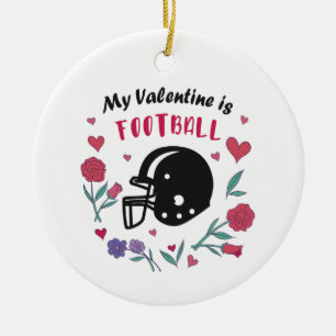 My Valentine is Football Invitation Ceramic Tree Decoration