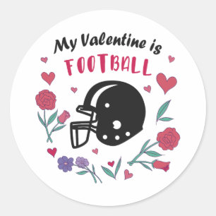My Valentine is Football Invitation Postcard Classic Round Sticker