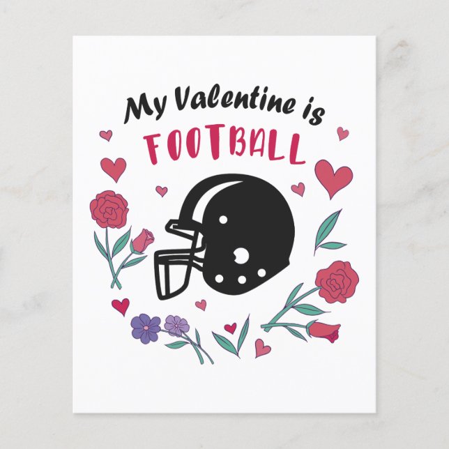 My Valentine is Football Invitation Postcard Flyer (Front)