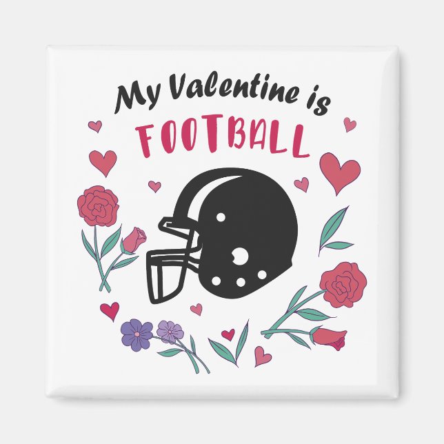 My Valentine is Football Invitation Postcard Magnet (Front)