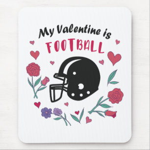 My Valentine is Football Invitation Postcard Mouse Mat