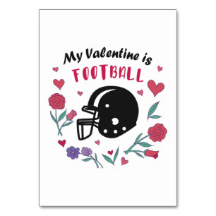 My Valentine is Football Invitation Postcard Table Number
