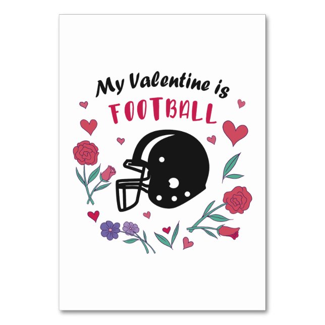 My Valentine is Football Invitation Postcard Table Number (Front)