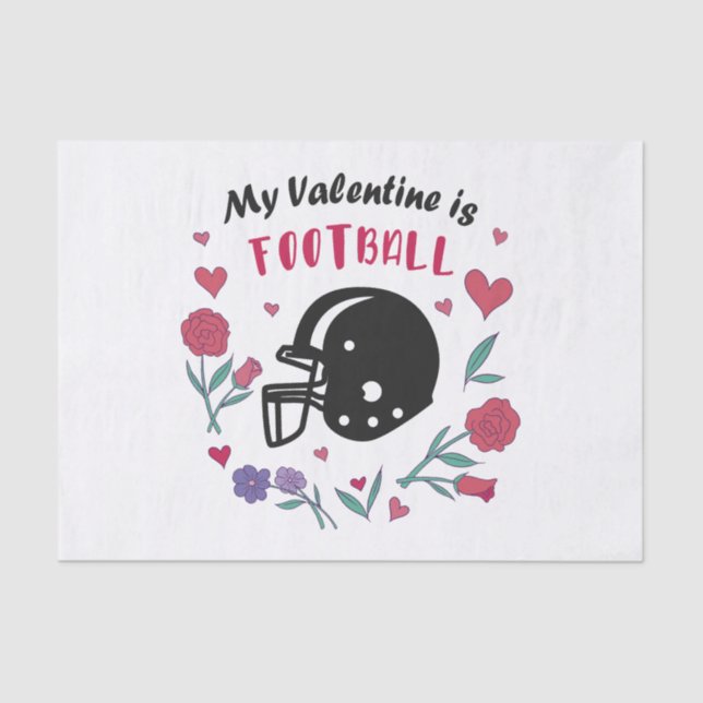 My Valentine is Football Invitation Postcard Tissue Paper (Front)