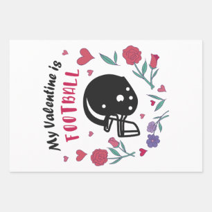 My Valentine is Football Invitation Postcard Wrapping Paper Sheet