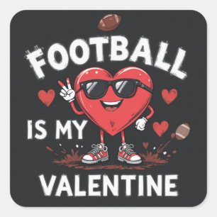 My Valentine Is football Square Sticker