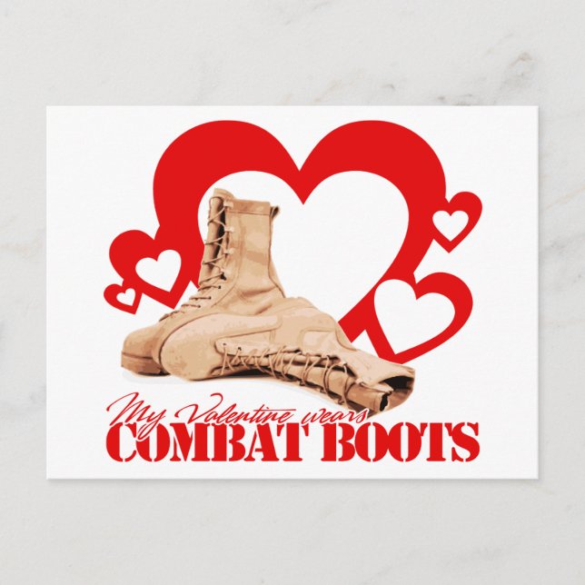 My Valentine wears combat boots Holiday Postcard (Front)