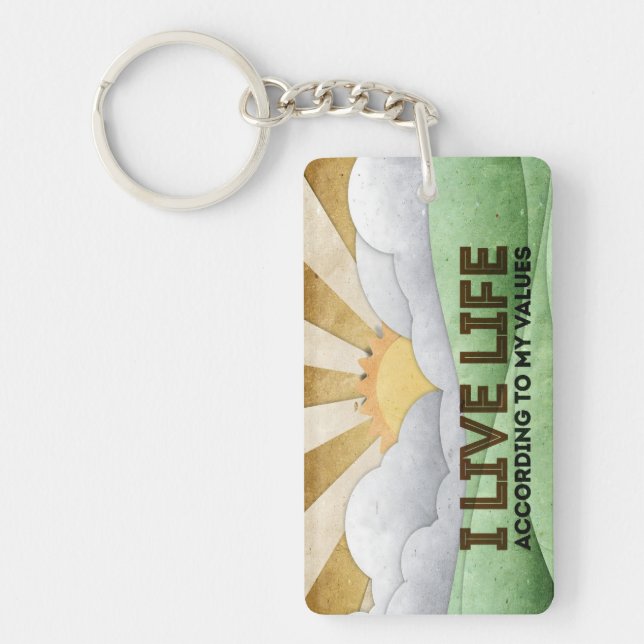 "My values" Motivation Affirmation Key Ring (Front)