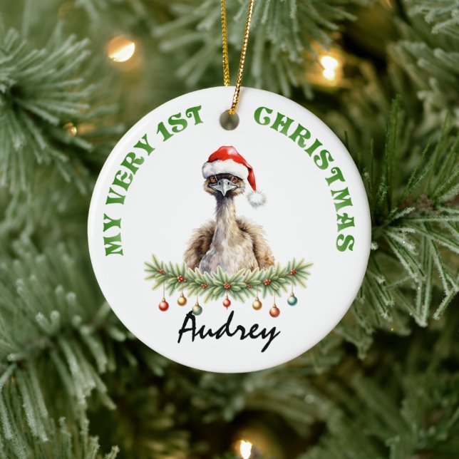 My Very 1st Christmas Aussie Emu with Name Ceramic Tree Decoration (Tree)