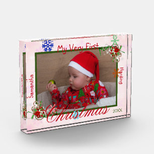 My Very First Christmas Baby Girl Personalised Photo Block