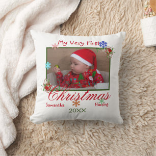 My Very First Christmas Baby Photo Personalised Cushion