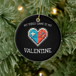 My Video Game is My Valentine Ceramic Tree Decoration