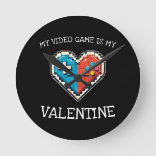 My Video Game is My Valentine Round Clock