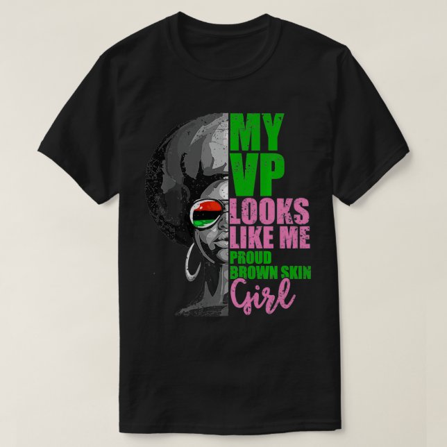 My VP Looks Like Me Pink and Green Kids Premium  T-Shirt (Design Front)