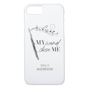 My Wand Chose Me Flute Black & White Quote iPhone 8/7 Case