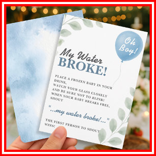 My Water Broke Baby Shower Game Balloon Eucalyptus Invitation