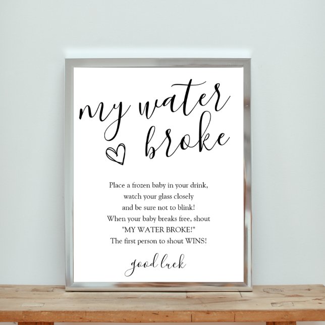 My Water Broke Baby Shower Game Sign (Creator Uploaded)