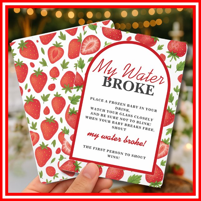 My Water Broke Strawberry Baby Shower Game Invitation (Creator Uploaded)