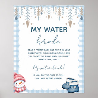 My Water Broke Winter Baby Shower Game Sign