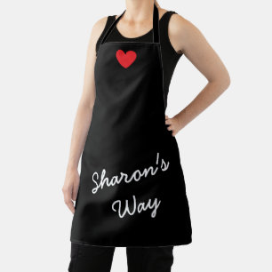 My Way:  Black & White with Heart -  Apron