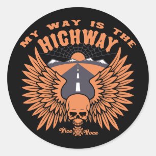 My Way Highway Classic Round Sticker