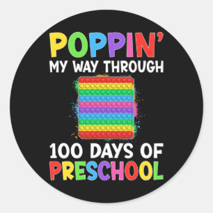My Way Through 100 Days Of Preschool Boys Girls Ki Classic Round Sticker