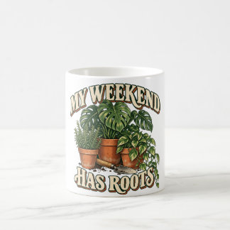 My Weekend Has Roots Retro Houseplants Coffee Mug