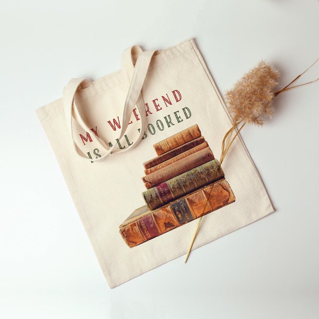 my weekend is all booked reading tote bag (Creator Uploaded)