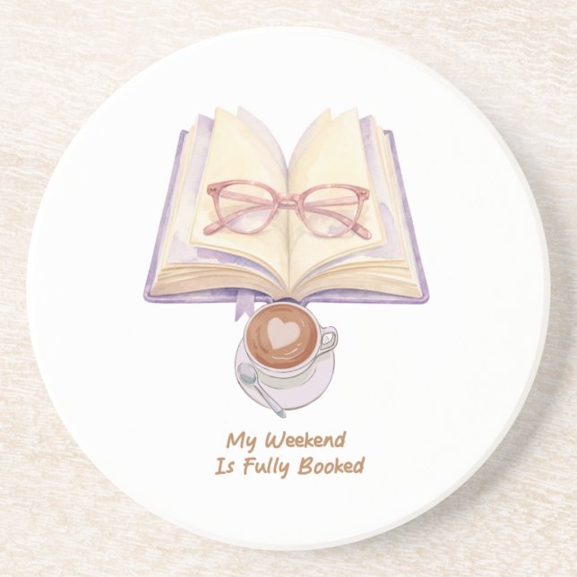 My Weekend Is Fully Booked | Cosy Book Lover  Coaster (Front)