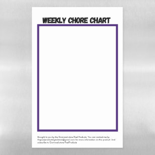 My Weekly Chore Chart Magnetic Dry Erase Sheet