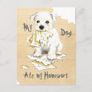 My Westie Ate My Homework Postcard