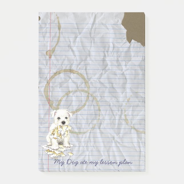 My Westie Ate my Lesson Plan Post-it Notes (Front)