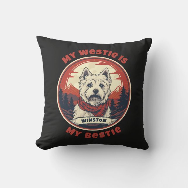 My Westie is My Bestie Cute West Highland Terrier Cushion (Front)