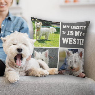 My Westie Is My Bestie Dog Lover Photo Collage  Cushion
