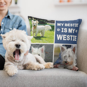 My Westie Is My Bestie Dog Lover Photo Collage  Cushion