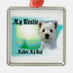 My Westie Makes My Day Metal Tree Decoration