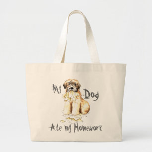 My Wheaten Ate My Homework Large Tote Bag