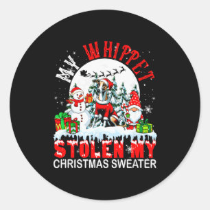 My Whippet Stolen My Christmas Sweater Santa Dog O Classic Round Sticker