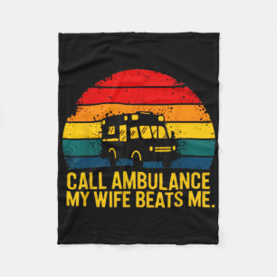 My Wife Beats Me Retro Vintage Husband Funny Fleece Blanket