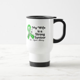 My Wife is a Strong Survivor Green Ribbon Travel Mug
