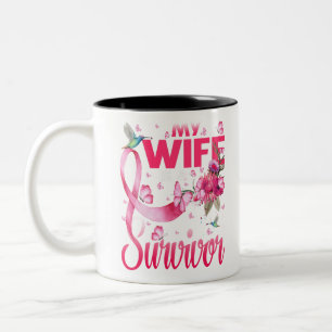 My Wife Is A Survivor Breast Cancer Awareness Two-Tone Coffee Mug