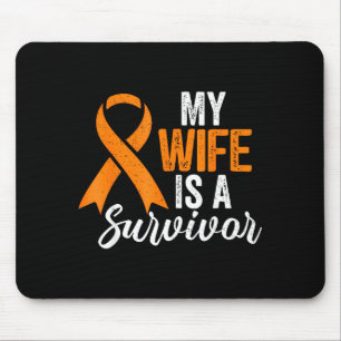 My Wife Is A Survivor Ms Awareness Orange Ribbon Mouse Mat