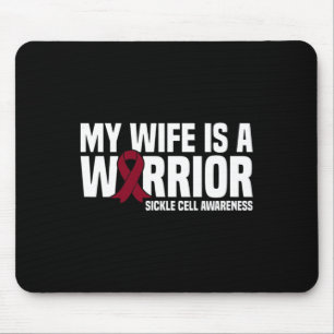 My Wife is a Warrior Burgundy Ribbon Sickle Cell A Mouse Mat