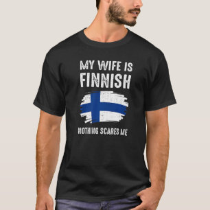My Wife Is Finnish Finland Pride Flag Heritage Roo T-Shirt