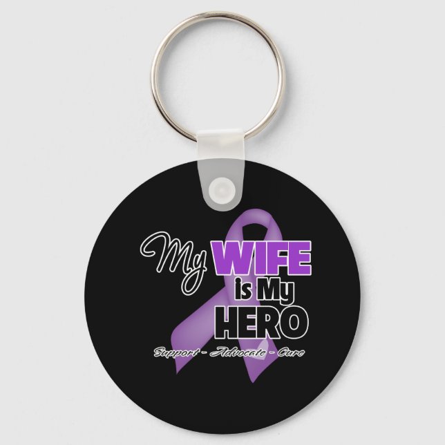 My Wife is My Hero - Purple Ribbon Key Ring (Front)