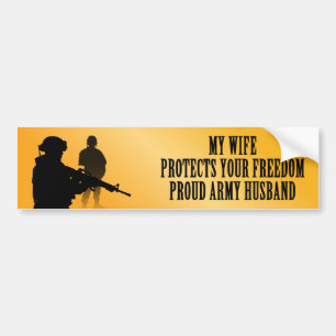 My Wife Protects Your Freedom (Army Husband) Bumper Sticker