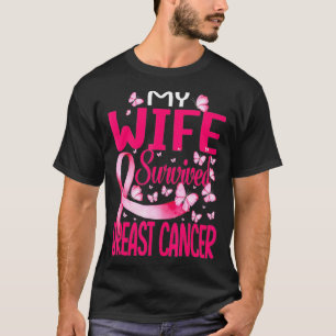 My Wife Survived Breast Cancer Awareness Butterfly T-Shirt