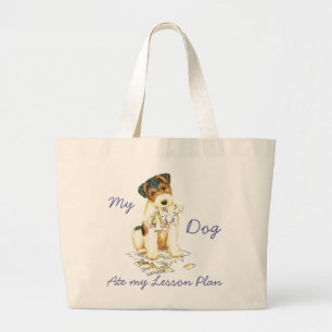 My Wire Fox Terrier Ate My Lesson Plan Large Tote Bag